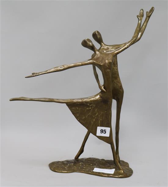 A late 20th century bronze of dancers